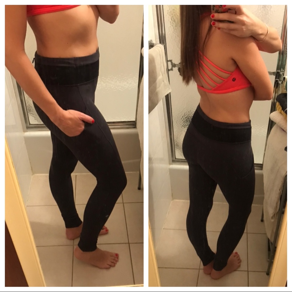 RARE Lululemon Speed Tight *Brushed! Dark Coal Manifesto Embossed Waistband
